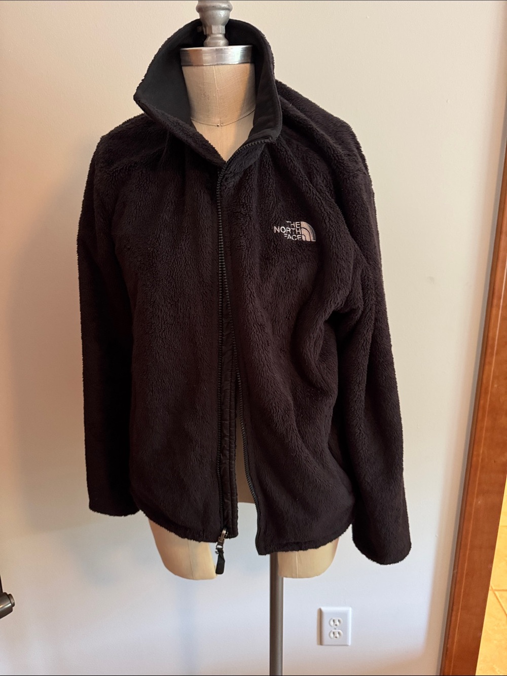 The North Face Black Sherpa Fleece Jacket with White Logo